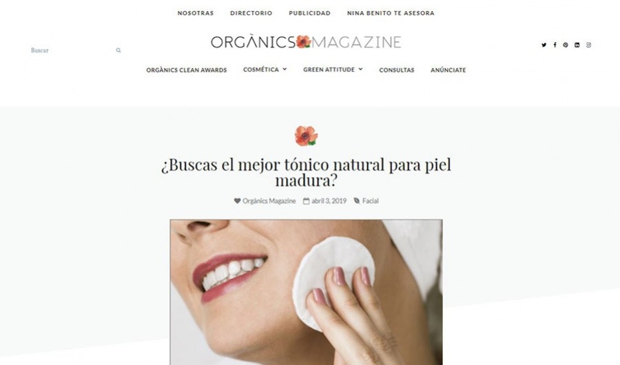 Tónico piel madura A-LU-CI-NAN-TE según Organics Magazine